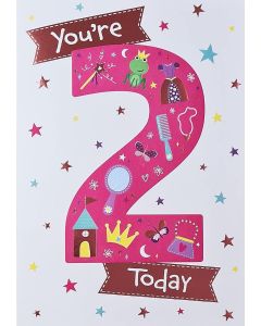 Happy 2nd Birthday Card 2 Today For Female. 19x13cm