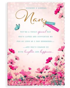 Nan Birthday Card. Floral Design. 23x15cm