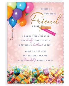 Wonderful Friend Birthday Card. 23x15cm