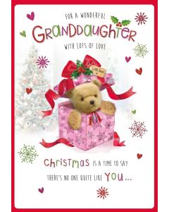 For A Wonderful Grandaughter At Christmas Card. 23x15cm (9x6 Inches)                              