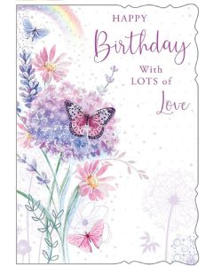 Happy Birthday With Lots Of Love Card. Open Card For Female. 19x13cm
