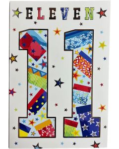 11th Birthday Card. Eleven Card for Boy. Size 19x13cm