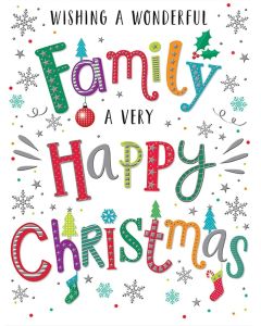 Dazzles Wishing A Wonderful Family A Happy Christmas Card. 19x13cm