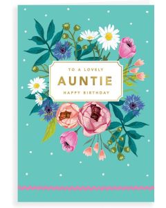Auntie Birthday Card. Floral Design. 23x15cm