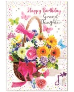 Granddaughter Birthday Card. Floral Design. 19x13cm