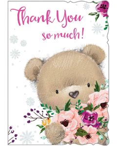 Thank You So Much Cute Teddy Bear Thank You Card. 19x13cm