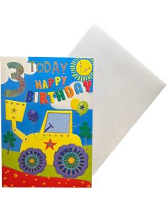Age 3 Birthday Card For Boy. Tractor Design. 19x13cm