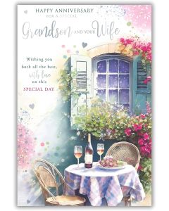 Grandson and Wife Anniversary Card. 23x15cm