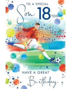 Son 18th Birthday Card. Football Design. 23x15cm