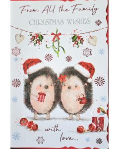 From All The Family Christmas Wishes Card. 9x6 Inches (23x15cm)