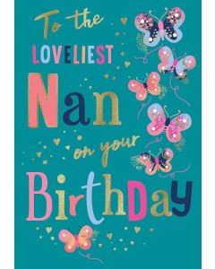 Nan Birthday Card. Modern Design. 23x15cm