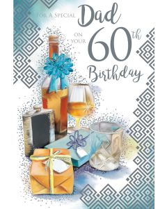 Dad 60th Birthday Card. Age 60. 23x15cm