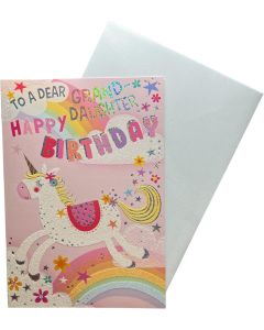 Granddaughter Unicorn Birthday Card. 19x13cm