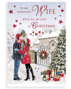 To A My Gorgeous Wife With All My Love At Christmas Card. 23x15cm  (9x6 Inches)