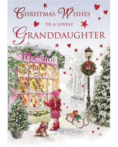 Christmas Wishes to A Lovely Granddaughter Christmas Card. 23x15cm (9x6 Inches)