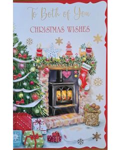 To Both Of You At Christmas Wishes. Christmas Card. 28x17.5cm (11x7 Inches)