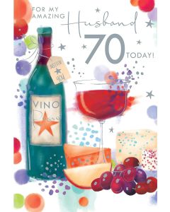 For My Amazing Husband 70 Today. 70th Birthday Card. 23x15cm