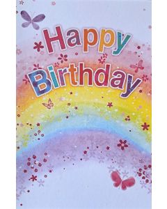 Happy Birthday. Colourful Butterfly Card For Female. 19x13cm