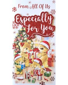  From All Of Us Especially For You Merry Christmas Card. 23x12cm