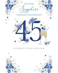 On Your Sapphire Wedding Anniversary Card. 23x15cm