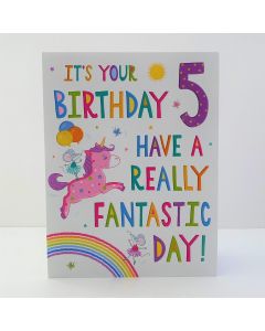 Age 5 Birthday Card For Girl. 8x6 Inches (19x13cm)