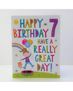 Age 7 Birthday Card For Girl. 19x13cm (8x6 Inches)