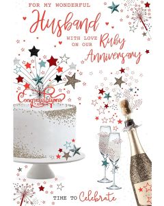 Husband On Our Ruby Anniversary Card. 23x15cm