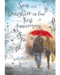 Son and Daughter-in-Law On Your 1st Anniversary Card. 23x15cm