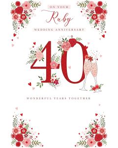 On Your Ruby Wedding Anniversary Card. 23x15cm