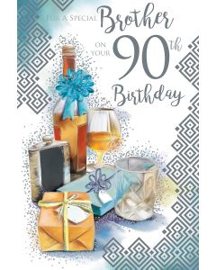Brother 90th Birthday Card. 23x15cm