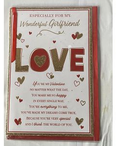 Especially For My Wonderful Girlfriend Love On Valentines. 23x15cm