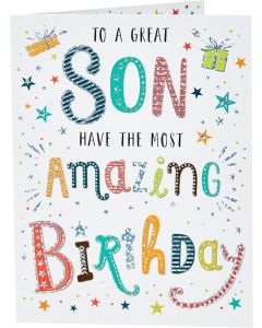 Son Birthday Card. 19x13cm (8x6 Inches)