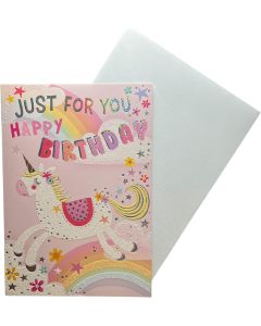 Unicorn Birthday Card For Girl. 19x13cm
