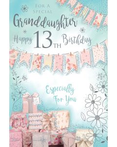 Granddaughter 13th Birthday Card. Age 13. 23x15cm