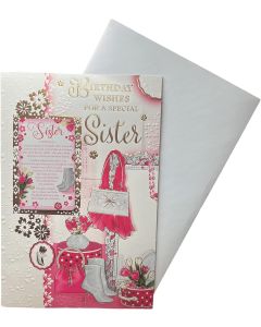 Sister Birthday Card With Keepsake. 23x15cm