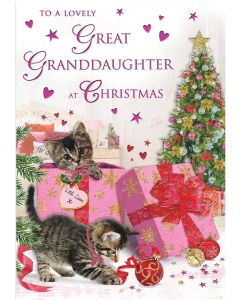 To A Lovely Great Granddaughter At Christmas Card. 23x15cm (9x6 Inches)