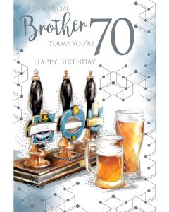 Brother70th Birthday Card. Beer Design. 23x15cm