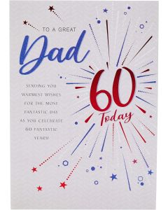 Dad Age 60 Birthday Card. 60th Birthday. Modern Design. 23x15cm