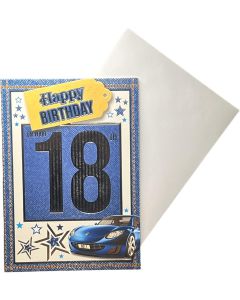 Age 18 Card For Him. Car Design. 19x13cm
