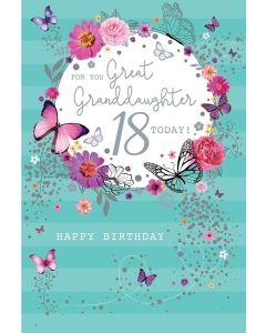 Great Granddaughter 18 Today Birthday Card. 23x15cm