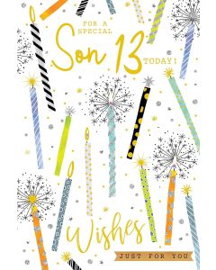 Son 13th Birthday Card. Candles Design. 23x15cm