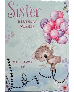 Sister Birthday Wishes With Lots Of Love Card. 19x13cm