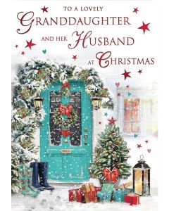 To A Lovely Granddaughter and Her Husband Christmas Card. 23x15cm (9x6 Inches)
