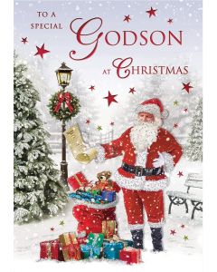 To A Special Godson At Christmas Card. 23x15cm (9x6 Inches)