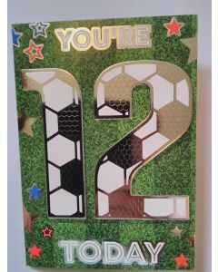 Age 12 Birthday Card For Boy. Football Design. 19x13cm