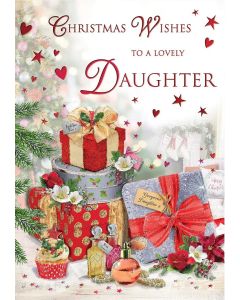 Christmas Wishes To A Lovely Daughter Christmas Card. 23x15cm
