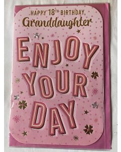 Happy 18th Birthday Granddaughter Card. 23x15cm