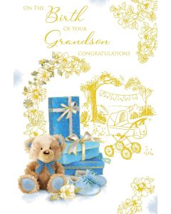 Birth Of Baby Grandson Card. 23x15cm