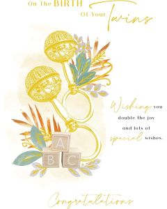 Birth Of Your Twins Card. 23x15cm