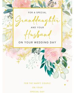 Granddaughter And Your Husband. Wedding Day Card. 23x15cm